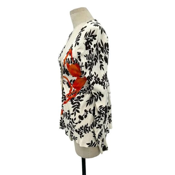 Anthropologie Sparrow Plum Blossom Cardigan‎ Sweater Floral Cream Brown Small - Picture 4 of 8